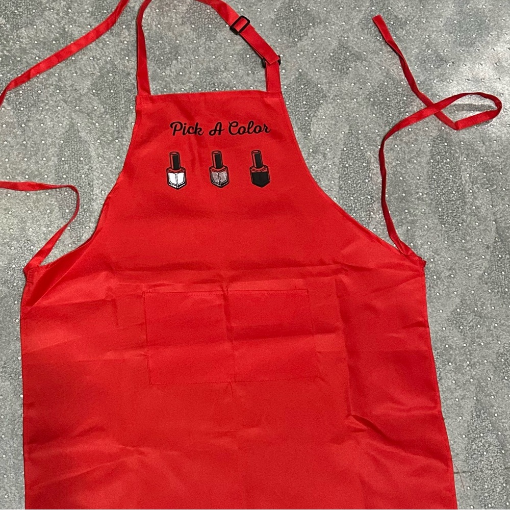 Red Apron with Nail Polish Design - Picture 1 of 1